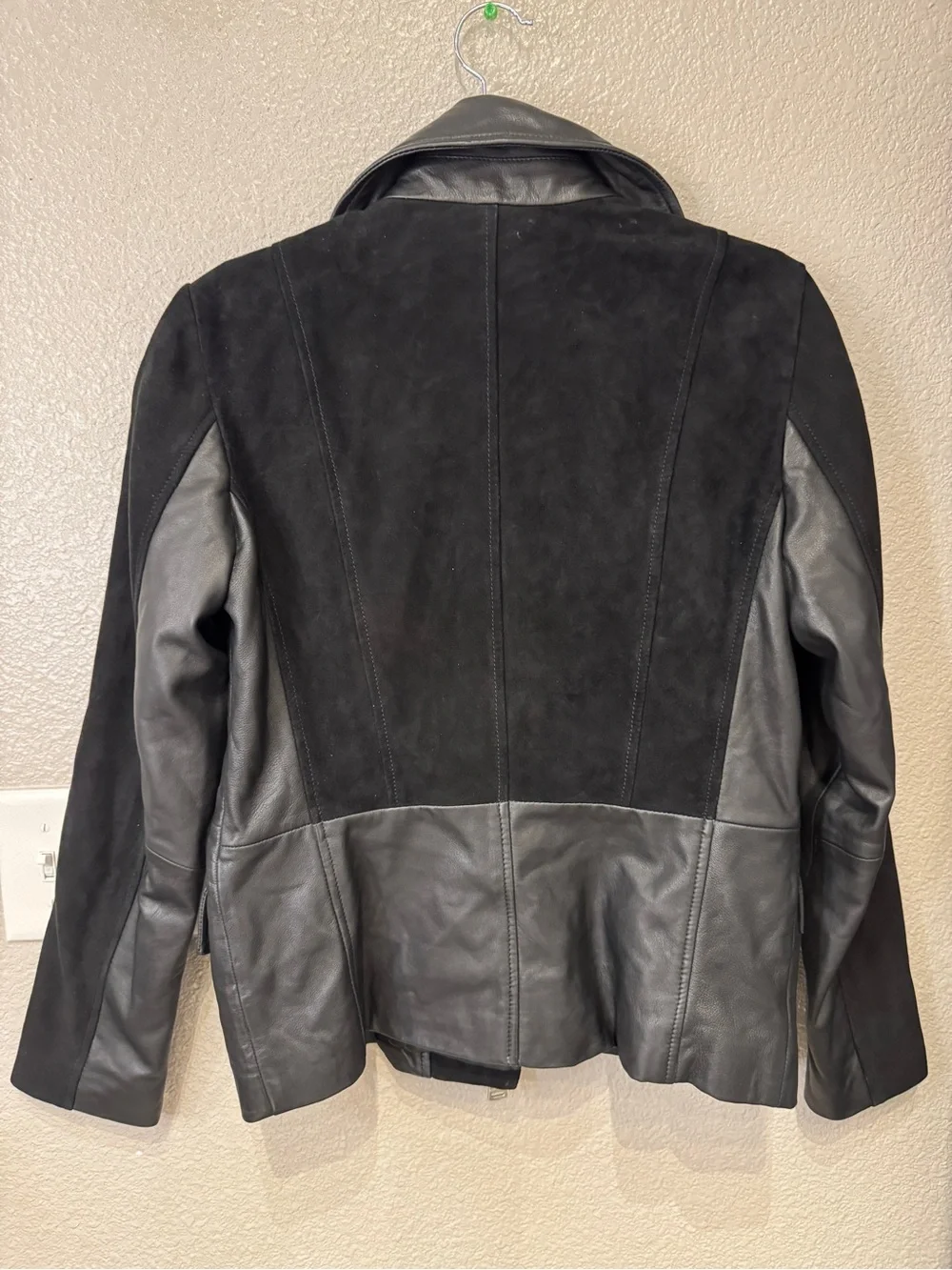 Bernardo Black Genuine Leather Suede Moto Biker Jacket Size S